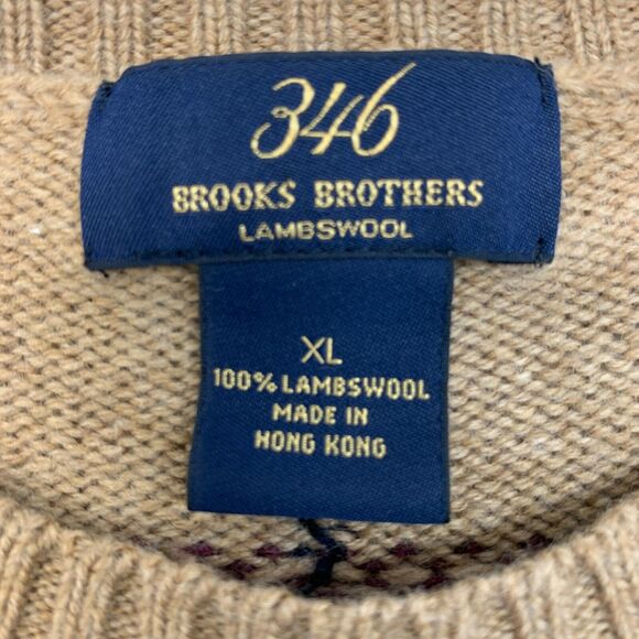 Vintage Brooks Brothers Lambswool Sweater Mens XL Extra Large Cobblestone Check - Picture 6 of 10